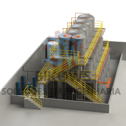 Home 17 Projeto de engenharia industrial para adequação de setor de ácido sulfúrico com estruturas metálicas, escadas e tanques industriais