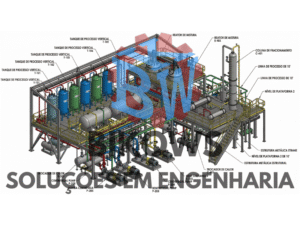 Home 9 Projeto de engenharia industrial com layout de planta, equipamentos e sistemas de processo