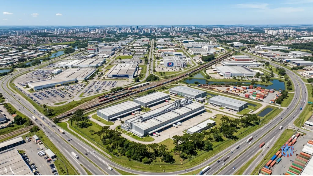 Polo industrial de Curitiba Parana com fabricas e maquinas adequadas a NR-12